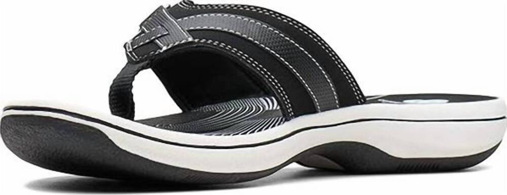 NEW CLARKS women's breeze sea slippers in black synthetic